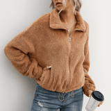 Pehmeä kauluksellinen takki - Vetoketju - Lämmin ja tyylikäs - EmiyoSuomi - Takki Nainen