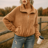 Pehmeä kauluksellinen takki - Vetoketju - Lämmin ja tyylikäs - EmiyoSuomi - Takki Nainen