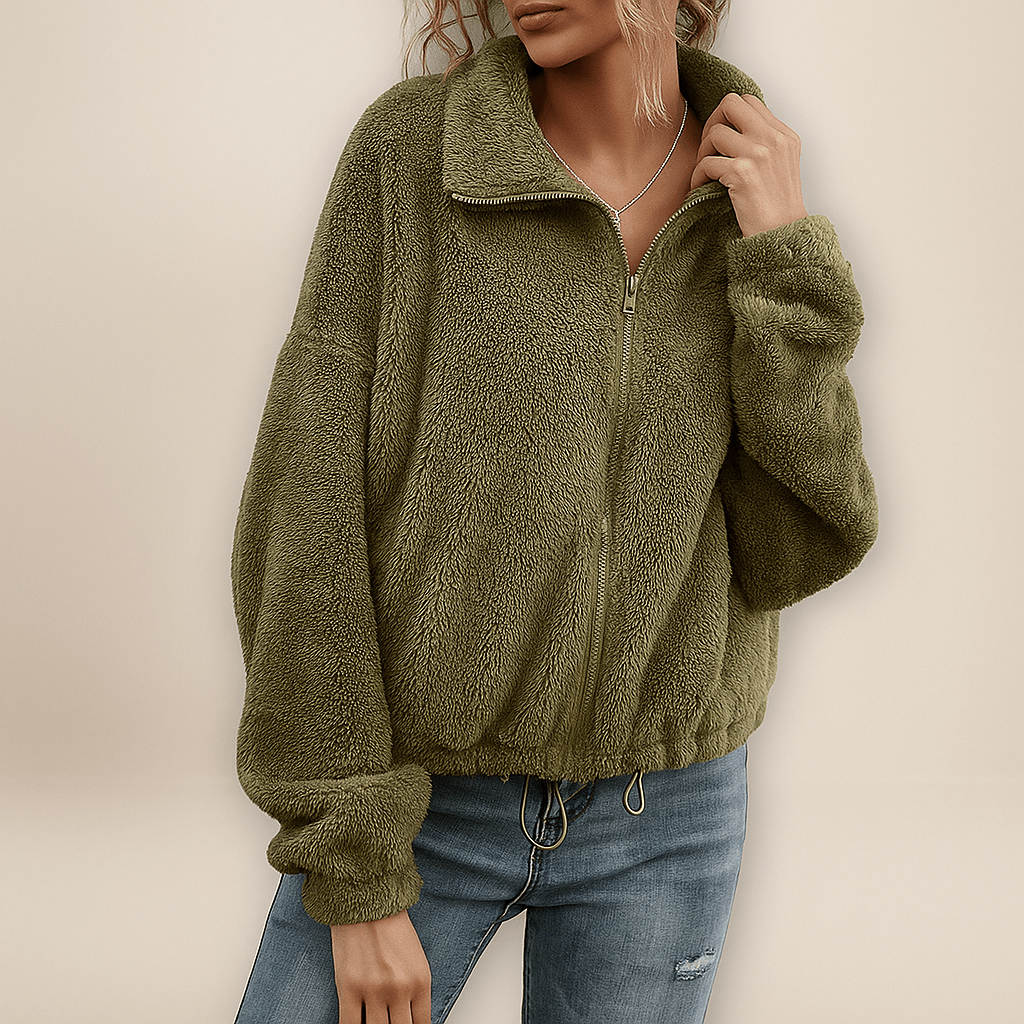 Pehmeä kauluksellinen takki - Vetoketju - Lämmin ja tyylikäs - EmiyoSuomi - Takki Nainen