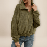 Pehmeä kauluksellinen takki - Vetoketju - Lämmin ja tyylikäs - EmiyoSuomi - Takki Nainen