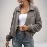 Pehmeä kauluksellinen takki - Vetoketju - Lämmin ja tyylikäs - EmiyoSuomi - Takki Nainen