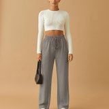 Pehmeät korkeavyötäröiset vapaa - ajan housut - Mukavuus ja tyyli - EmiyoSuomi - Farkut Naisten