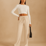 Pehmeät korkeavyötäröiset vapaa - ajan housut - Mukavuus ja tyyli - EmiyoSuomi - Farkut Naisten