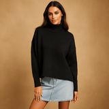 Perus jersey naisille - korkea kaulus - mukavuus & tyyli - EmiyoSuomi - Neulepusero Nainen