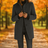 Pitkähihainen rento takki - pystykaulus - mukavuutta ja tyyliä - EmiyoSuomi - Takki Nainen