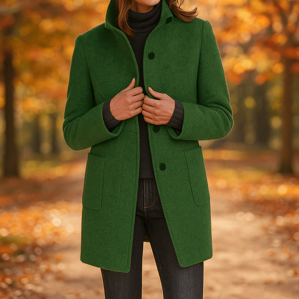 Pitkähihainen rento takki - pystykaulus - mukavuutta ja tyyliä - EmiyoSuomi - Takki Nainen