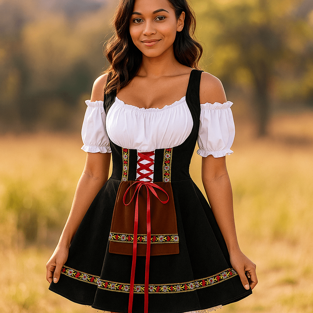 Plus Size Baijerilainen Halloween Mekko - Puffi Hihat - Mini - EmiyoSuomi - Halloween