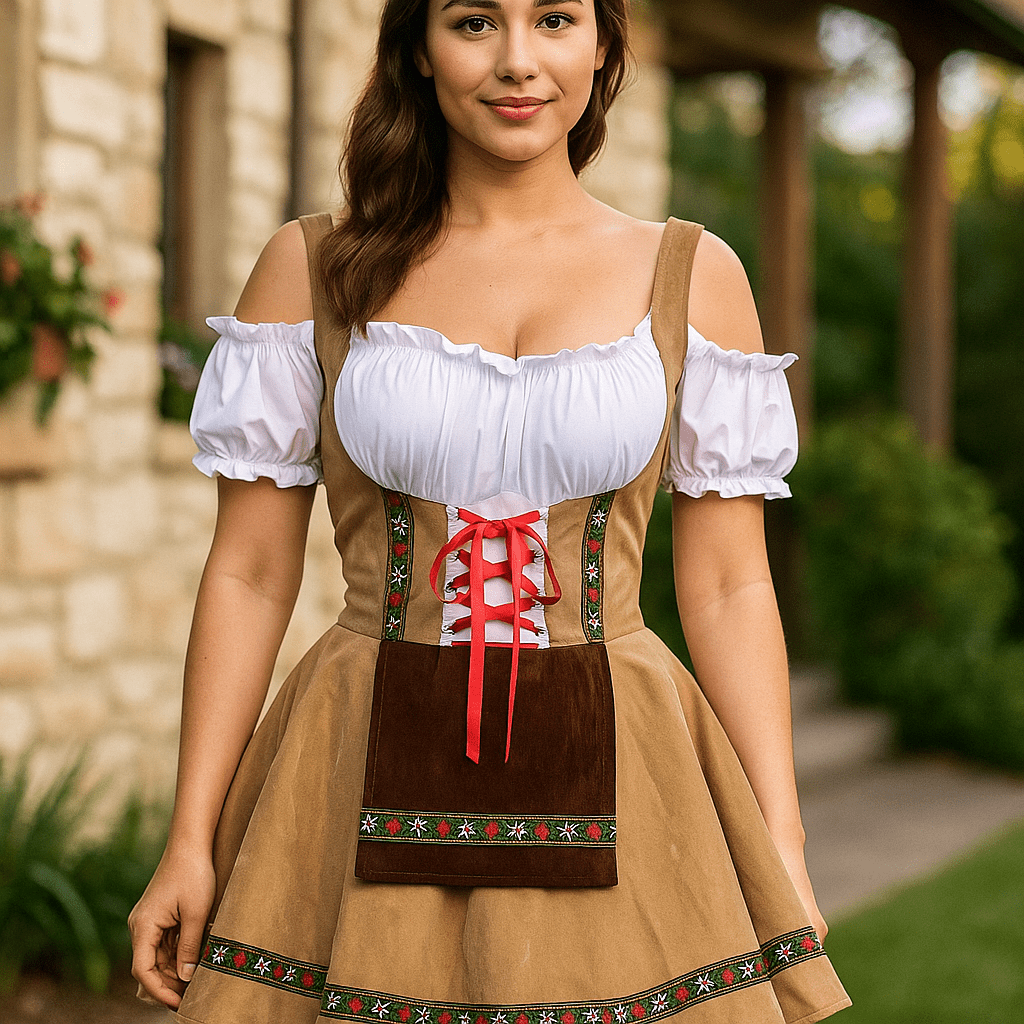 Plus Size Baijerilainen Halloween Mekko - Puffi Hihat - Mini - EmiyoSuomi - Halloween