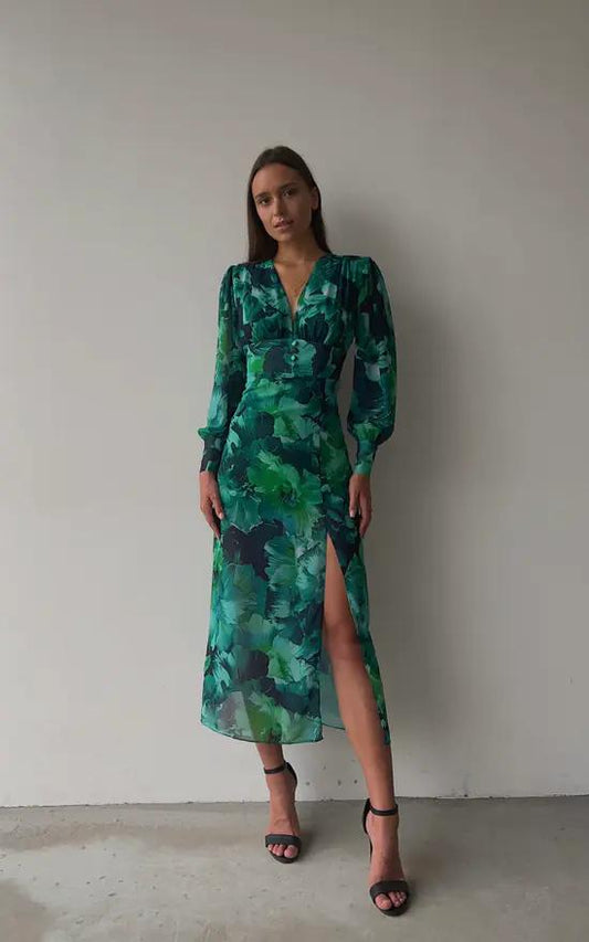 Samara - Midi-mekko Vihreä - Tyylikäs Naisten Mekko-Mekot-EmiyoSuomi
