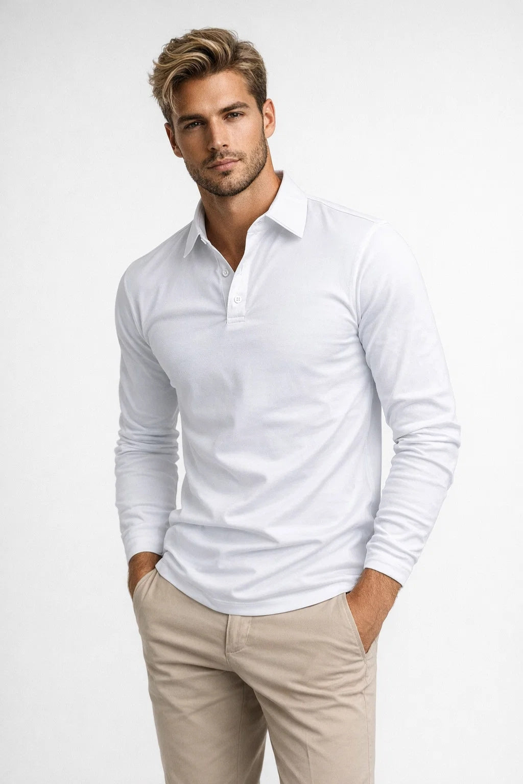 Miesten Polo | Pitkät Hihat, Klassinen Kaulus | Rento
