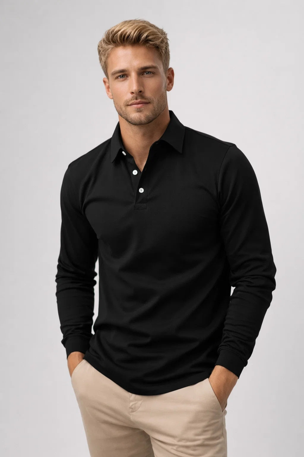 Miesten Polo | Pitkät Hihat, Klassinen Kaulus | Rento