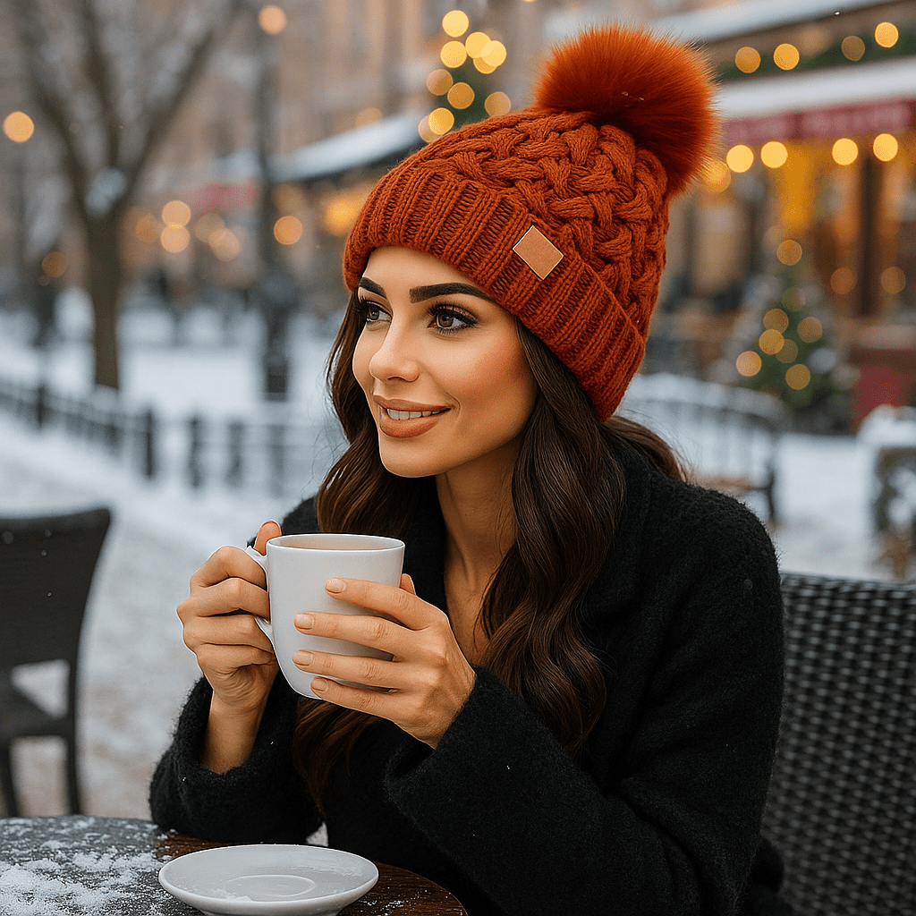 Pompomilla varustettu neulepipo - EmiyoSuomi - Lämpimät pipot