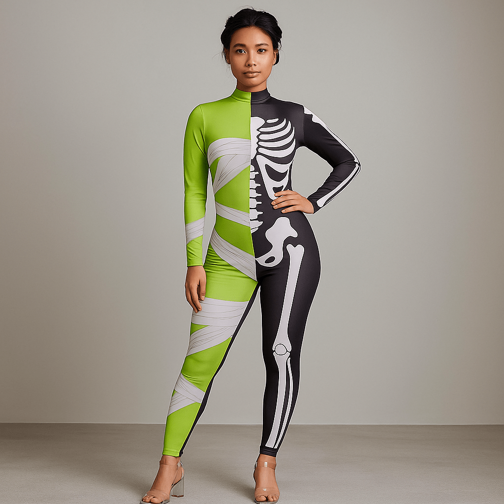 Puoliksi Muumi - Puoliksi Luuranko Halloween - puku - Uniikki & Pelottava - EmiyoSuomi - Halloween