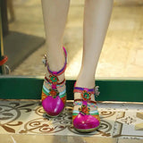 Retro värikkäät nahkasandaalit - EmiyoSuomi - kengät