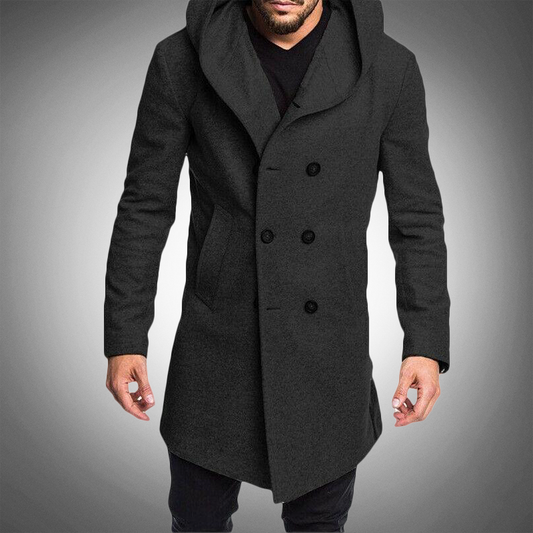 Pitkä huppu trench coat miehille - tyylikäs - vettä hylkivä - mukava