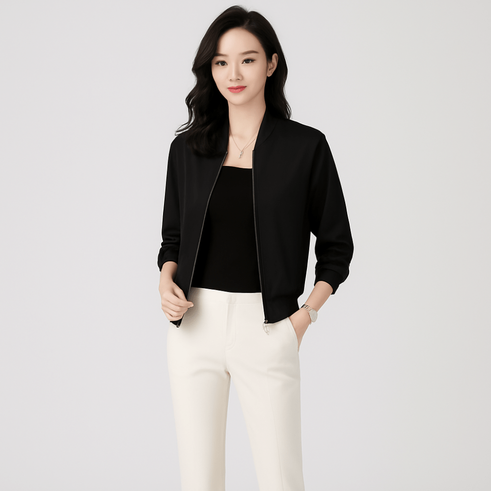 Satin Lentojakku Naisille – Rentomalli – Vetoketju – Vuoden ympäri tyyli - EmiyoSuomi - Bomberjacket - Nainen