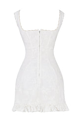 Valkoinen broderad miniklänning - Elegant - Sommar-Mekot-EmiyoSuomi