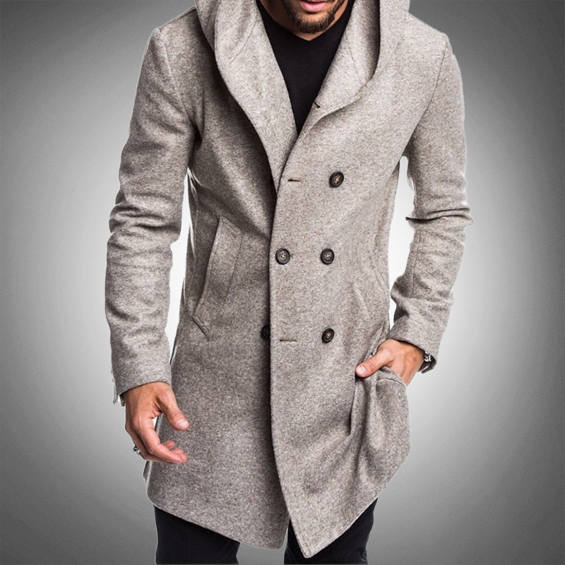 Pitkä huppu trench coat miehille - tyylikäs - vettä hylkivä - mukava