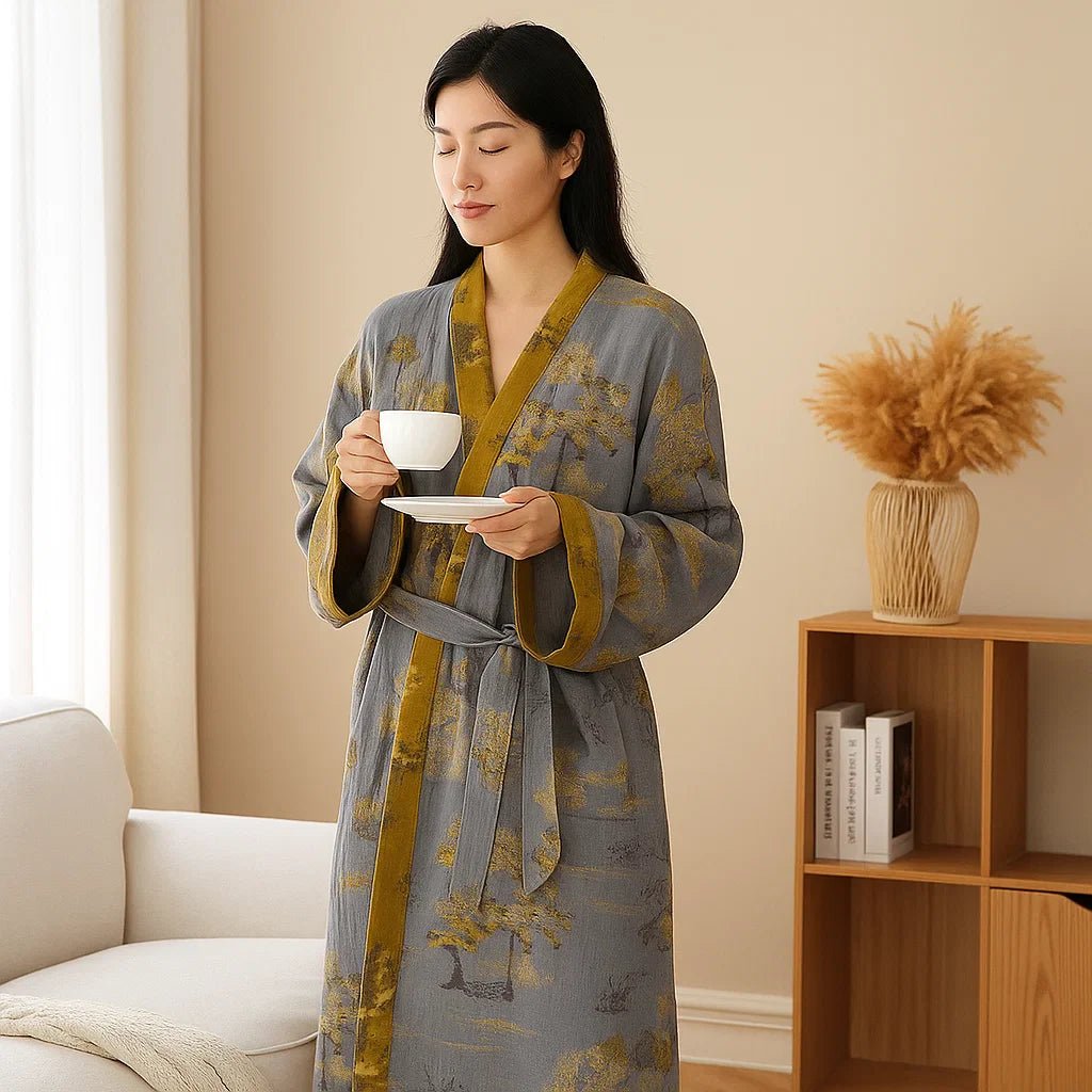 SereneCotton – Ylellinen Kimonotakki Puuvillasta Ajanmukaisella Eleganssilla - EmiyoSuomi - Kylpytakit