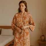 SereniLoom – Pehmeä ja Hengittävä Kimono Kylpytakki Luksuspuuvillasta Rentouttaviin Hetkiin - EmiyoSuomi - Kylpytakit