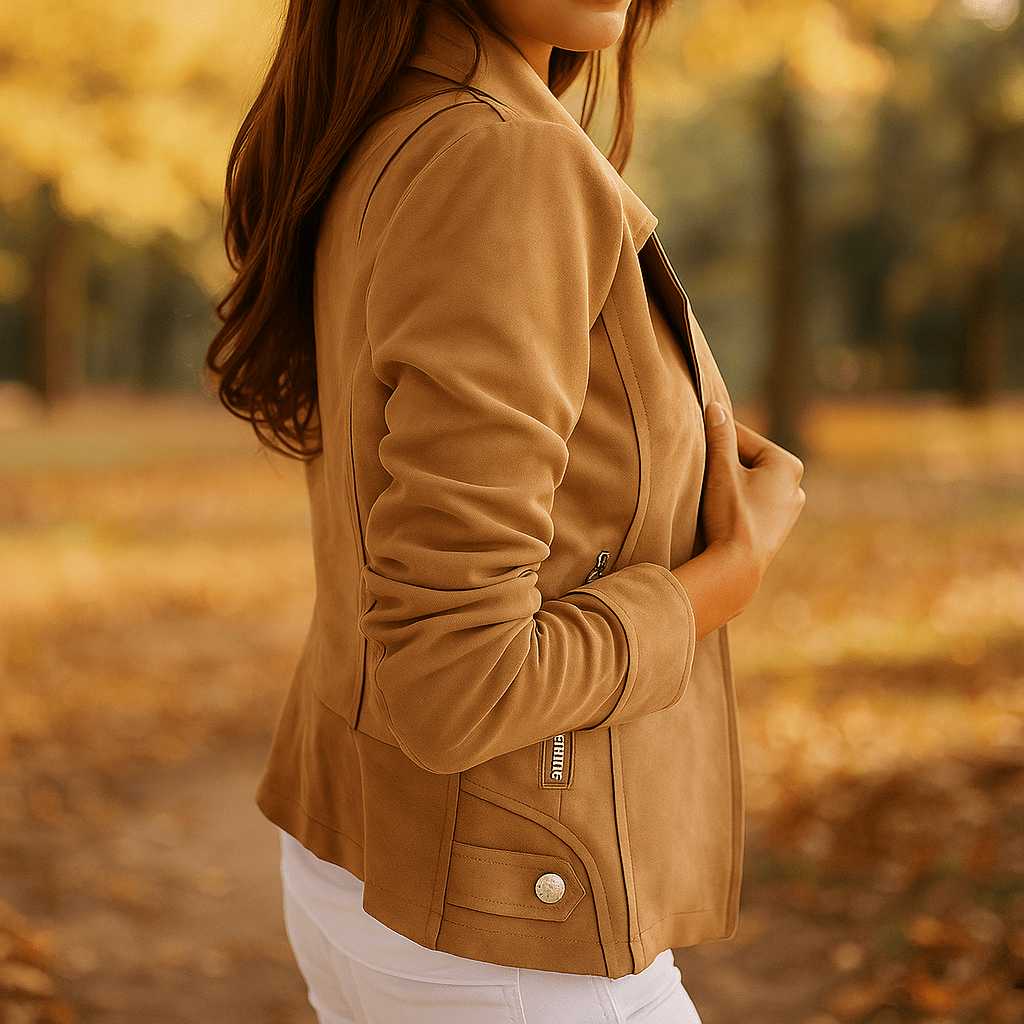 Sohva Naisten Nahkatakki - Vetoketju & Napit - Tyylikäs Mukavuus - EmiyoSuomi - Takki Nainen