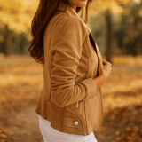 Sohva Naisten Nahkatakki - Vetoketju & Napit - Tyylikäs Mukavuus - EmiyoSuomi - Takki Nainen