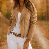 Sohva Naisten Nahkatakki - Vetoketju & Napit - Tyylikäs Mukavuus - EmiyoSuomi - Takki Nainen