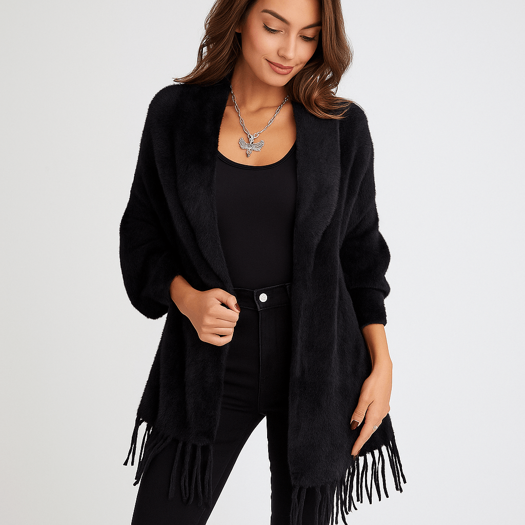 Stilla Cardigan Frilloilla - Pehmeä Mukavuus - Uniikki Design - EmiyoSuomi - Neuleet