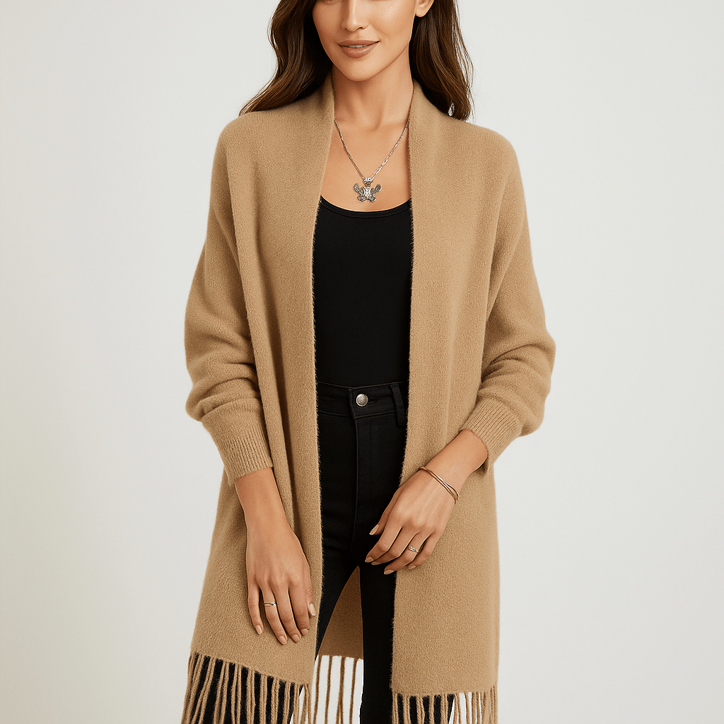 Stilla Cardigan Frilloilla - Pehmeä Mukavuus - Uniikki Design - EmiyoSuomi - Neuleet