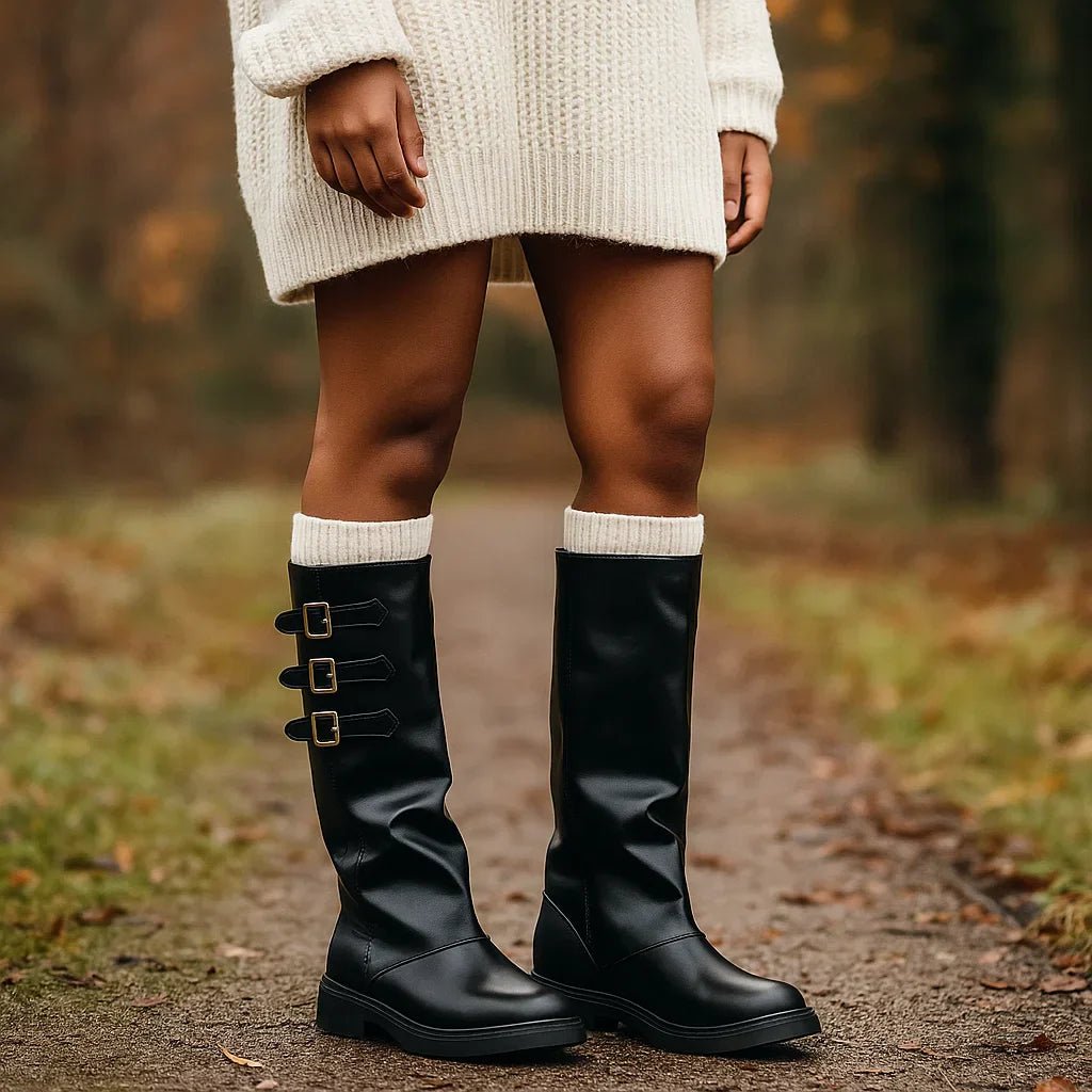 Stilla Mustat Saappaat - Kestävä Pohja - Mukavuus ja Kestävyys - EmiyoSuomi - Saappaat Nainen