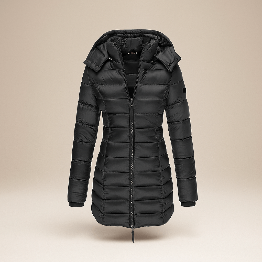 Stilla - Pitkä Takki Pehmeällä Vuorella ja Huoodilla - Trendikäs Mukavuus - EmiyoSuomi - Takki Nainen