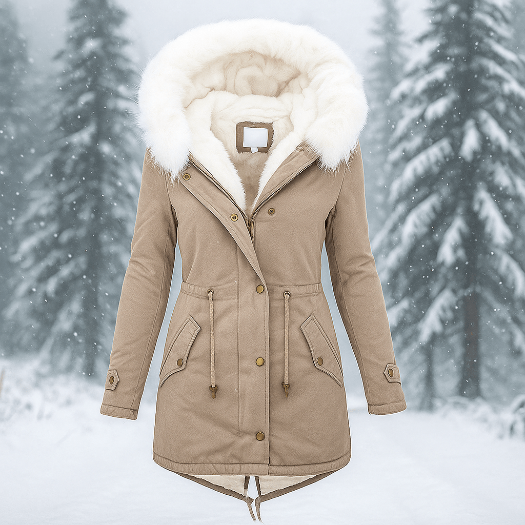 Stilla Tyylikäs Talvitakki - Huppu - Napit - Lämmin & Tyylikäs - EmiyoSuomi - Takki Nainen