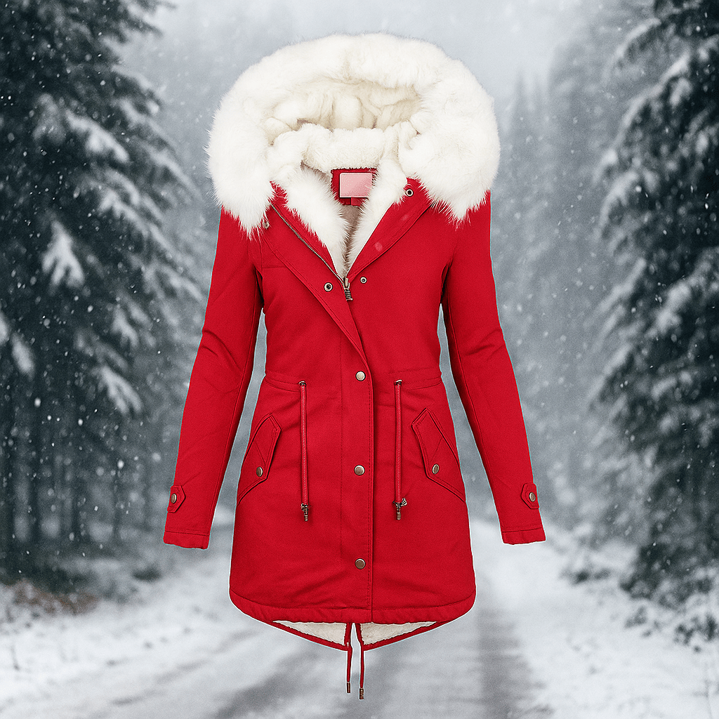 Stilla Tyylikäs Talvitakki - Huppu - Napit - Lämmin & Tyylikäs - EmiyoSuomi - Takki Nainen