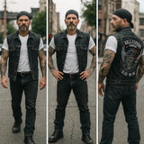 Miesten Moottoripolkupyörä Liivi | Denimillä, Ilman Hihojen | Musta