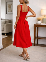 A-linjainen midi-mekko | Neliönaulaisella yläosalla | Kesäkoulussa