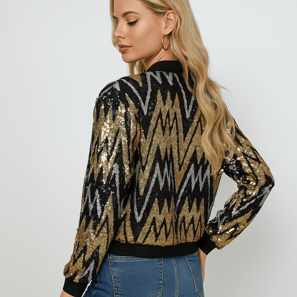 Thea Bombertakki - Paljetit - Uniikki Tyyli - Mukavuus - EmiyoSuomi - Bomberjacket - Nainen