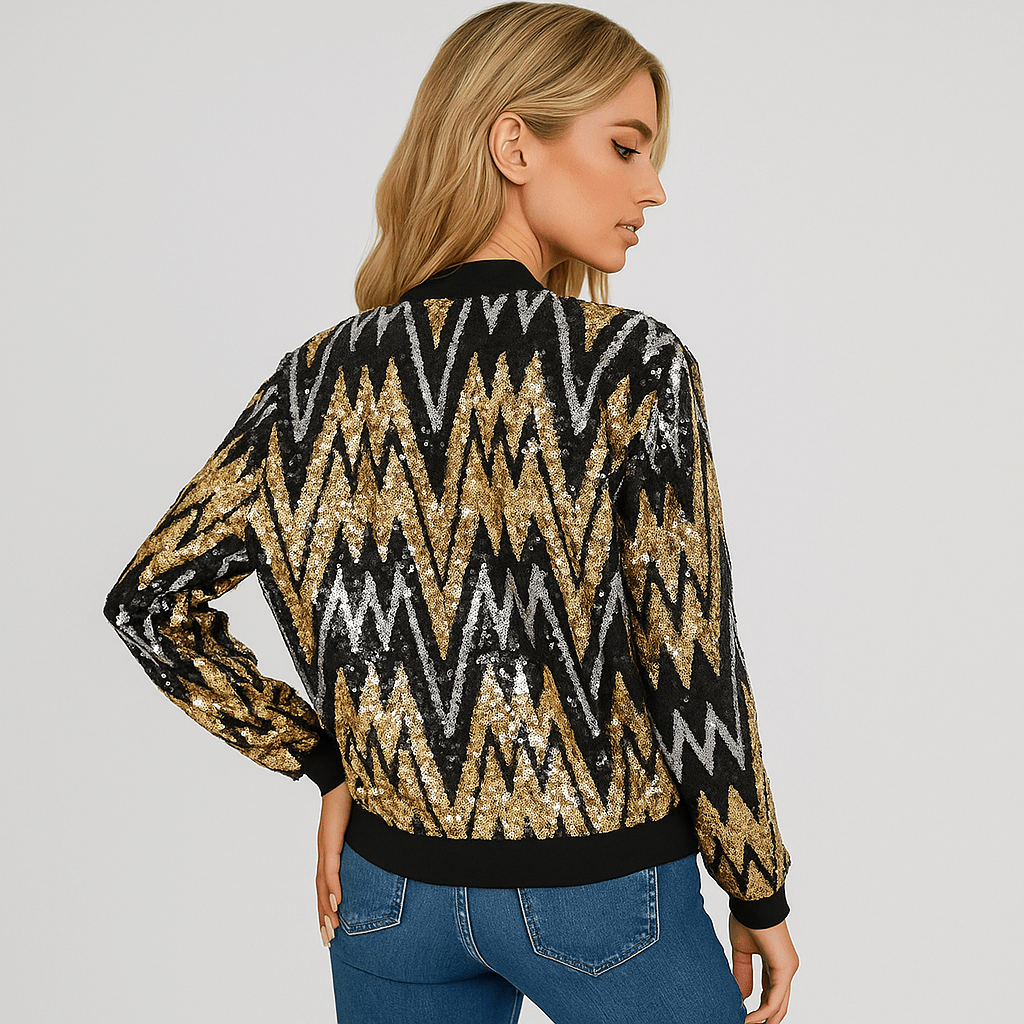 Thea Bombertakki - Paljetit - Uniikki Tyyli - Mukavuus - EmiyoSuomi - Bomberjacket - Nainen