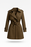 Trenchcoat | Lyhyt Silhouetti, Säädettävä Vyö | Musta, Oliivi