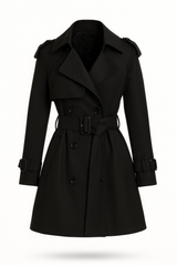 Trenchcoat | Lyhyt Silhouetti, Säädettävä Vyö | Musta, Oliivi