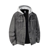 Miesten hupullinen takki rintataskunen regular fit casual tyyli