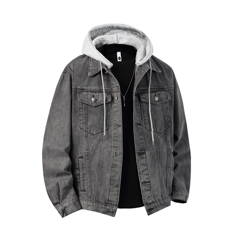Miesten hupullinen takki rintataskunen regular fit casual tyyli
