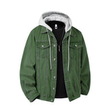 Miesten hupullinen takki rintataskunen regular fit casual tyyli