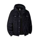 Miesten hupullinen takki rintataskunen regular fit casual tyyli