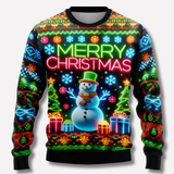 Jouluneule unisex neon hirvi lumihiutale graafinen kuvio