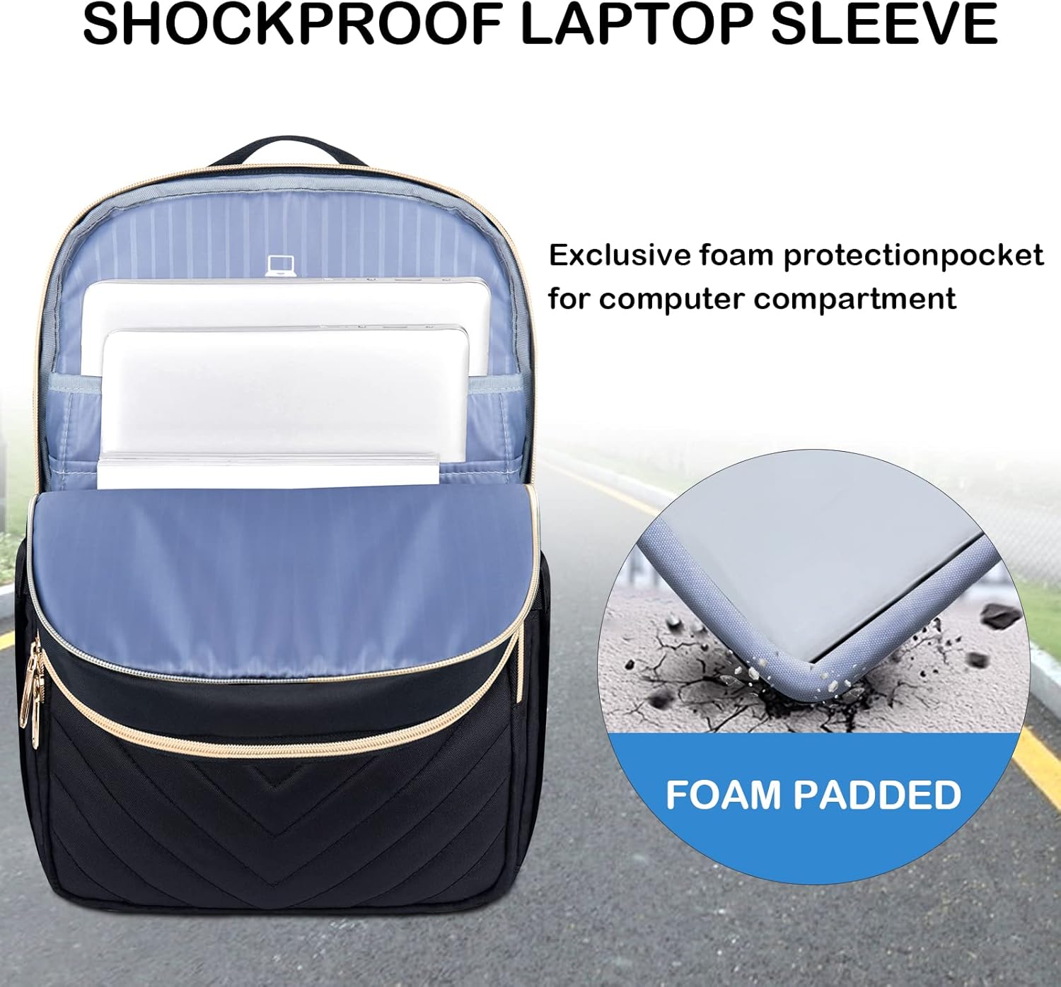 Naisten kannettavan tietokoneen reppu | Vedenpitävä, USB-portti, 15.6"