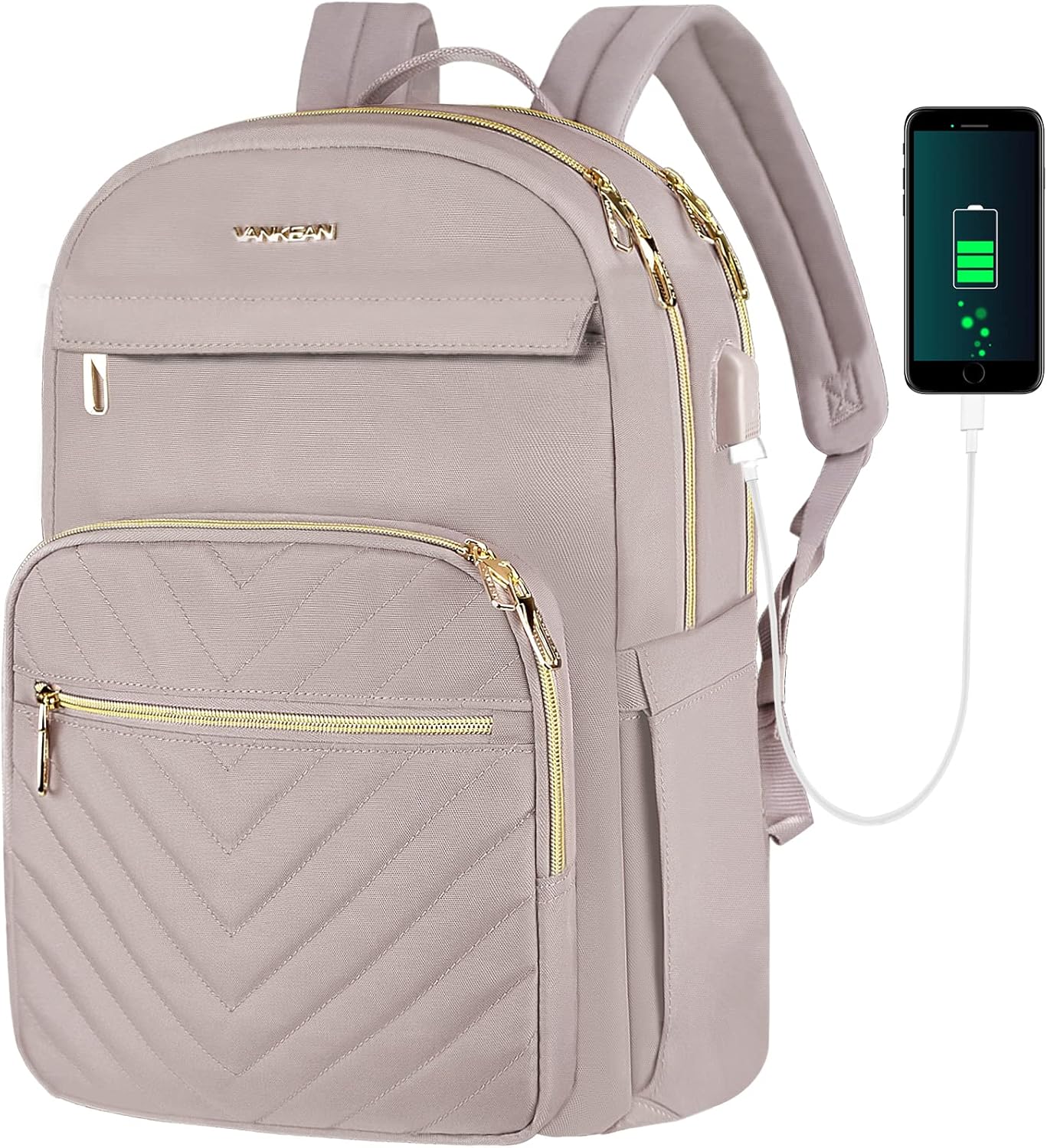 Naisten kannettavan tietokoneen reppu | Vedenpitävä, USB-portti, 15.6"