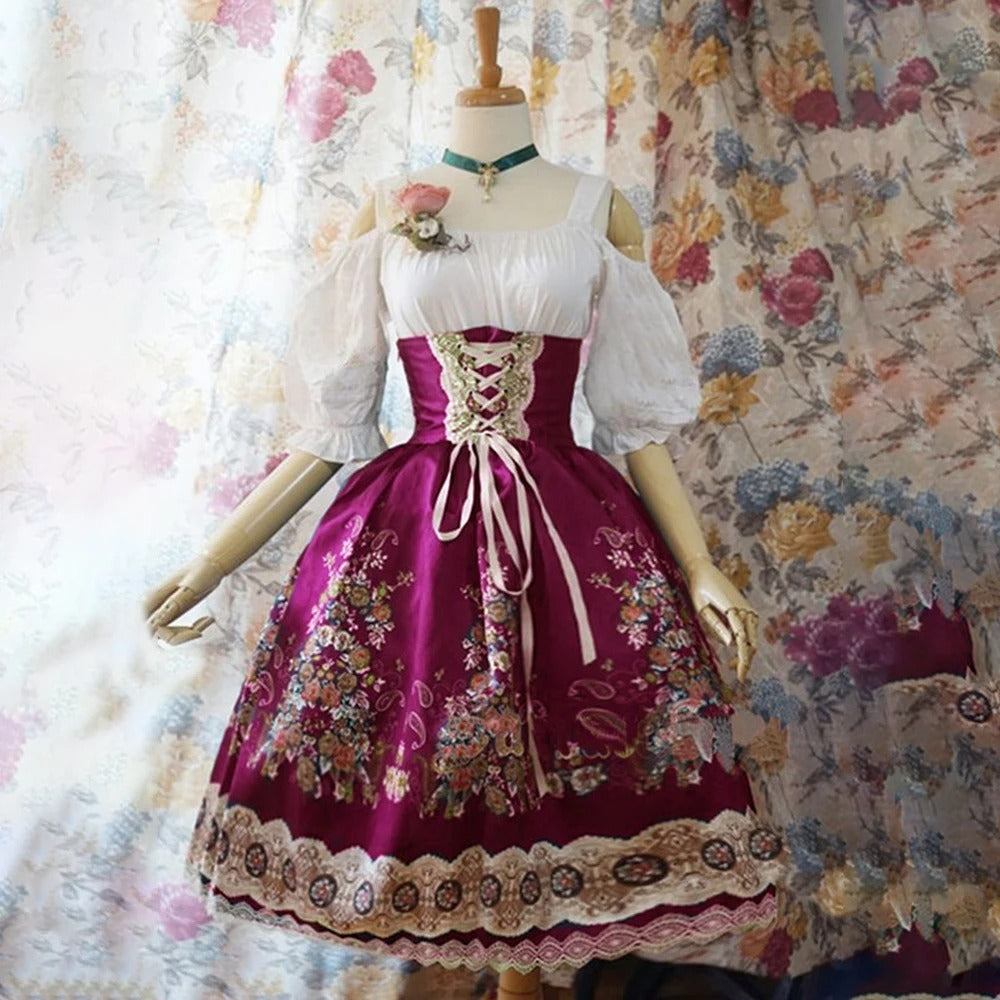 Naisten Dirndl-mekko - Mukava Materiaali - Kukkakuosi - Oktoberfest Trachten-muoti