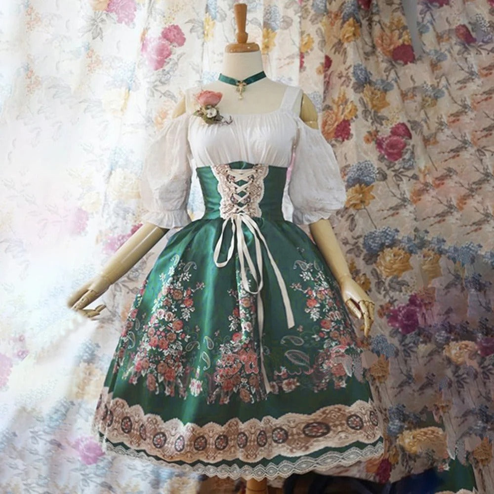 Naisten Dirndl-mekko - Mukava Materiaali - Kukkakuosi - Oktoberfest Trachten-muoti