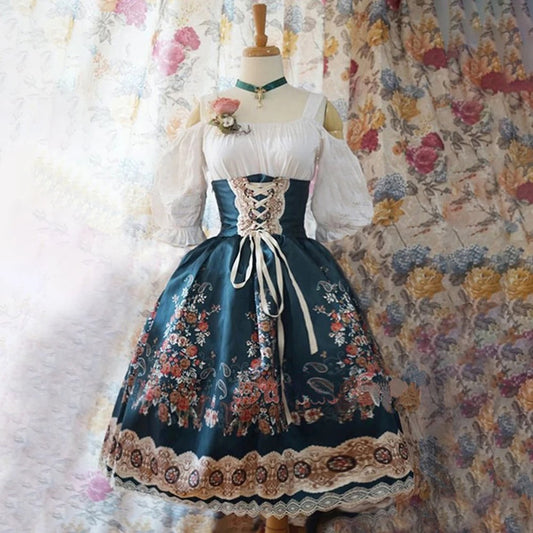 Naisten Dirndl-mekko - Mukava Materiaali - Kukkakuosi - Oktoberfest Trachten-muoti