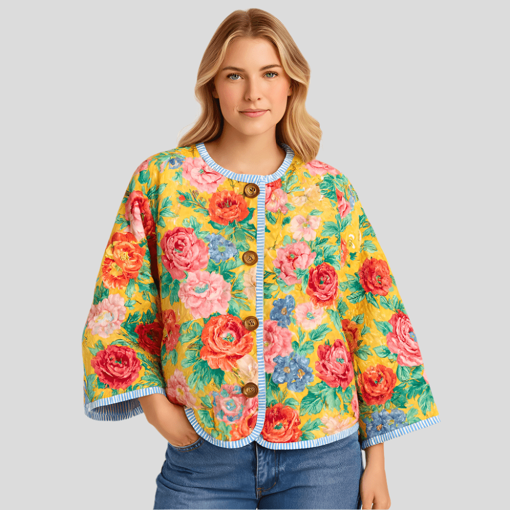 Värikäs siirtymätakki naisille - Kevyt - Huomiota herättävä muotoilu - EmiyoSuomi - Bomberjacket - Nainen